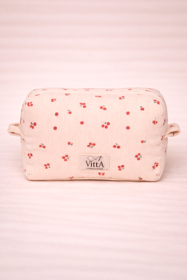 Necessaire canelada cerejas