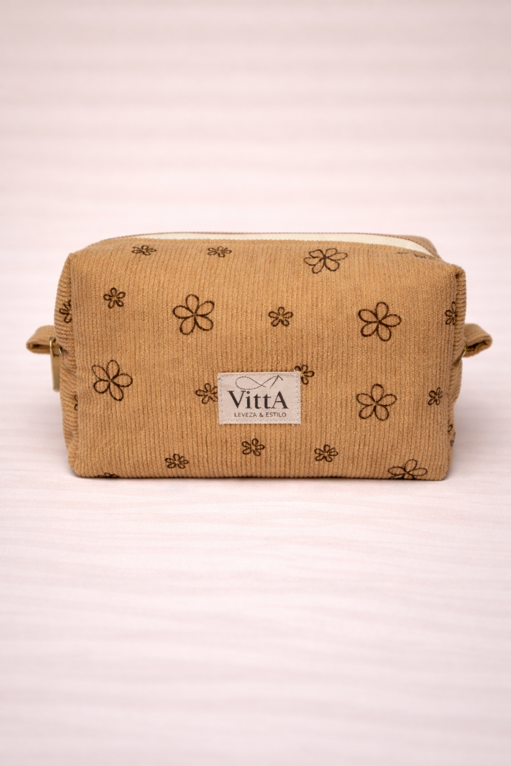 Necessaire Caqui canelada  flores