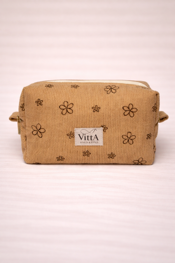 Necessaire Caqui canelada  flores