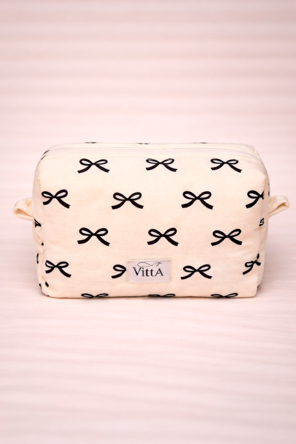 Necessaire bege laços pretos