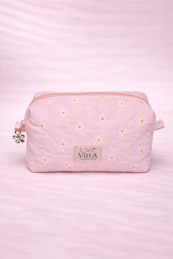 Necessaire rosa com flores